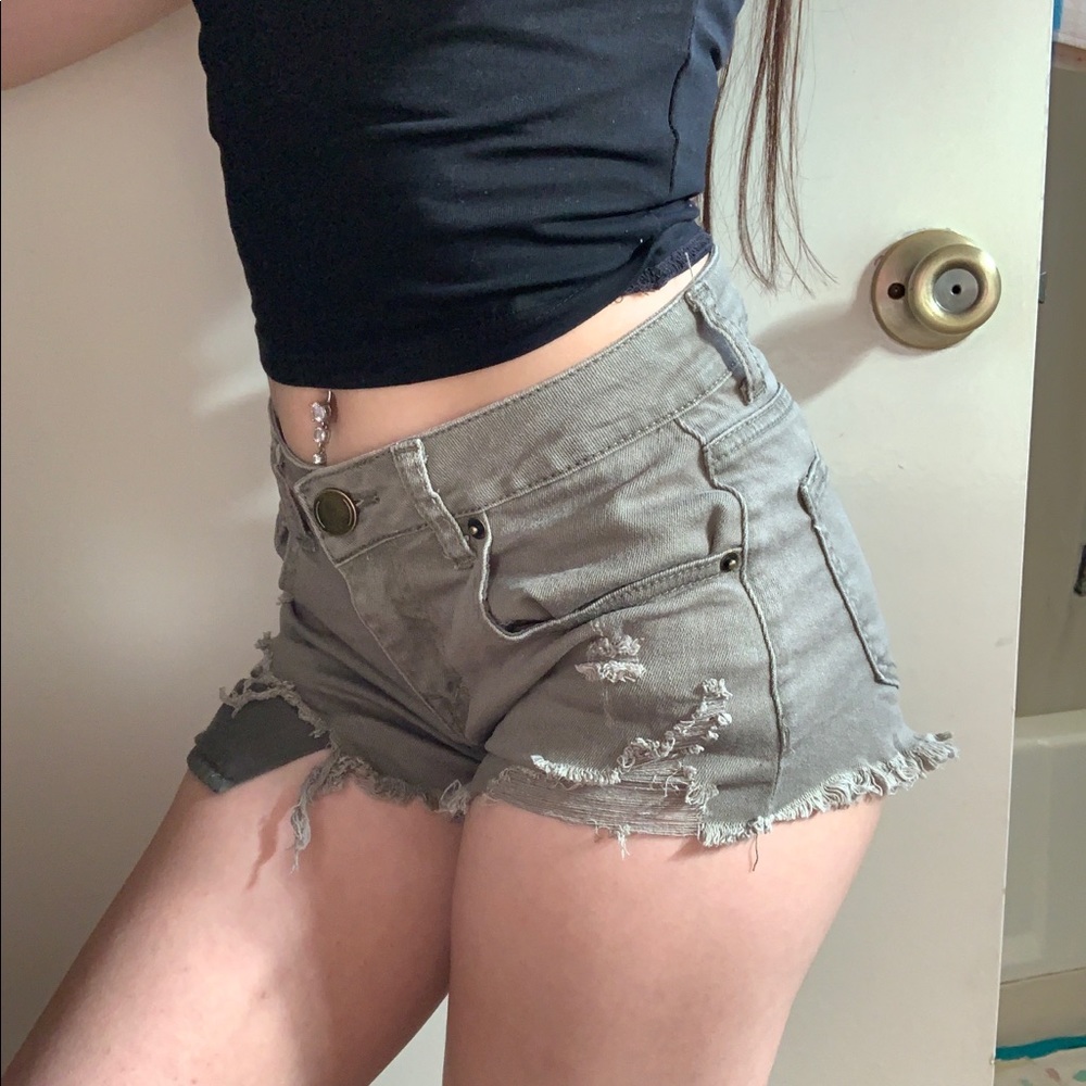 Army green booty shorts Fashion Nova